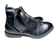 Black Wide Large Leather Hush Puppies Chelsea Boots Size UK 10