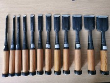 Set of 12 High Quality Japanese Chisels (SK-5 High Carbon Steel), Various Widths