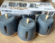 Tower T826031G Kitchen Storage Canisters, Scandi Range, Robust Plastic Body, Ant