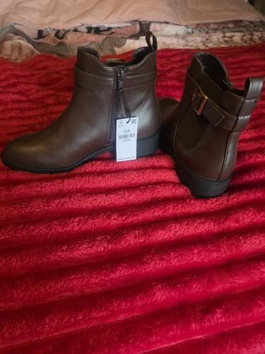 Brown buckle faux leather - brown,
