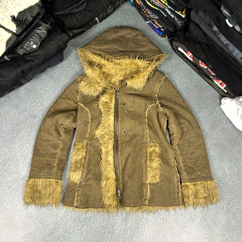 Womens brown short hooded - womens,