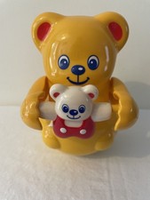 Vintage Tomy Roly Poly Yellow Bear & Cub Bell Chimes Toy 1991