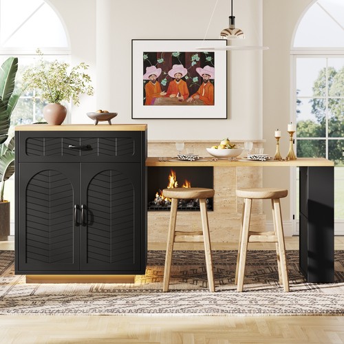 Kitchen island with extendable - island,