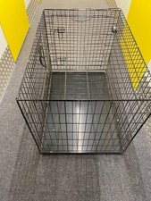 Large Folding Dog Crate with Metal Tray Heavy Duty Pet Cage Double Door