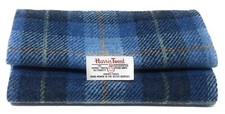 Harris Tweed Blue Tartan Fabric - 100% Pure Wool 1 Metre Plus