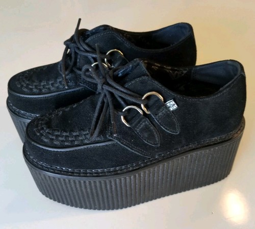 Black leather creepers - black,