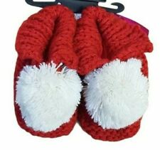 NEXT Pom Pom Knit Booties - Red & White (0-3 months) S3/27