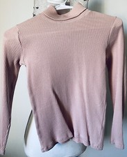 ZARA Girls size 10Y Light Pink Turtleneck Ribbed Sweater Pullover Loungewear