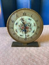 Smiths Gilt Embroidered Petit Point Ladies Dressing Table Clock