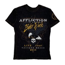 Made In USA Bike Week 2018 Affliction Graphic T-Shirt - Medium Black Cotton