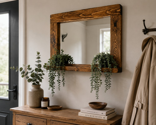Dark oak waxed mirror - dark,