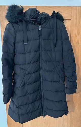 Zara long black puffer coat - black,