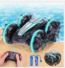 RC Amphibious Car for Kids, 2.4GHz 4WD Waterproof Offroad 360 Rotating,180 Flip