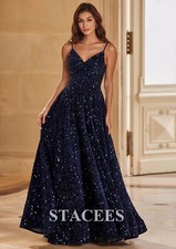 BRAND NEW w/TAGS | UK 10 | A-line Velvet Sequins Prom Dress V Neck Floor-Length