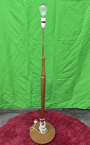 Teak brass standard lamp - teak,