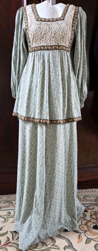 Vintage 70s maxi dress - dress, green