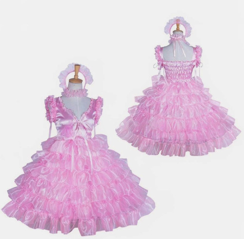Girl maid sissy pink - pink, satin