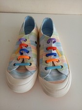 Rocket Dog Rainbow Coloured Jazzin Low Top Trainers Stretchy Slip On UK6 EU39