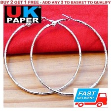 UK NEW SILVER LARGE ROUND HOOP