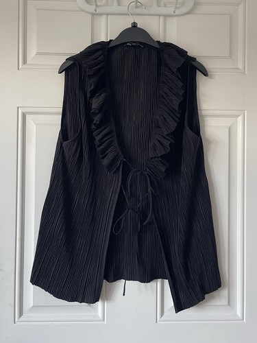 Zara black plissé pleated - zara,