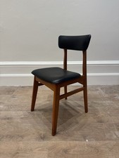 Schreiber Mid Century 1970’s Teak Black Leather Chair MCM Vintage Retro Danish