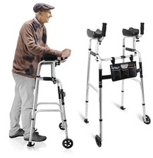Stand Up Walking Frame with Armrest Pad - Aluminum Upright Walker - RRP: £90