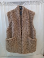 ❤️ Papaya Beige Faux Fur Gilet Large Pockets Size 14 Bnwot