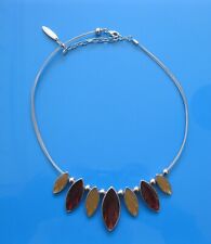 Silver coloured Necklace with Autumn coloured Leaf design by annanova