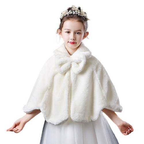 Girls faux fur shawl - faux,