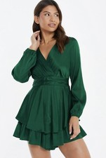 Zara Bottle Green Satin Wrap