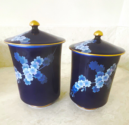 Koransha meoto yunomi lidded - yunomi,