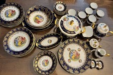 Vintage Madonna Cobalt Blue Fine Porcelain Dining And Serving Set, 42 Pieces