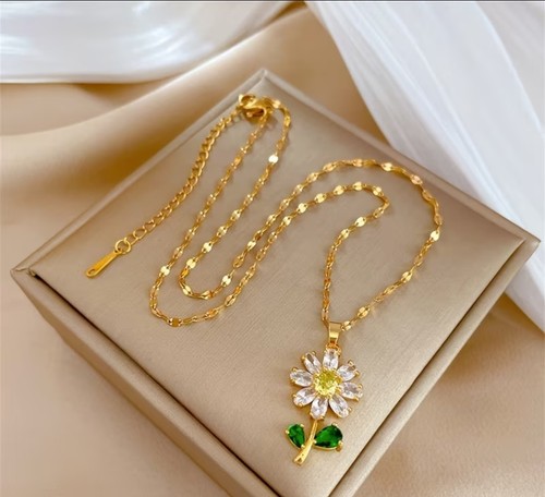 Gold tone necklace for women - gold-tone,