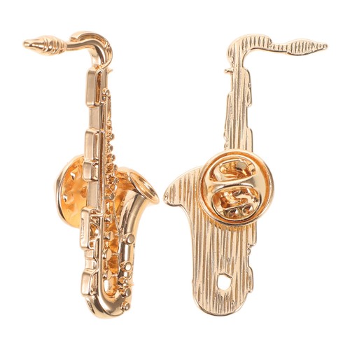 Golden saxophone player brooch - golden,