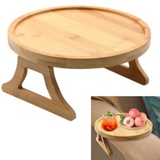 Wooden Sofa Arm Rest Armchair Flexible Tray Folding Drink Holder Serving Table A