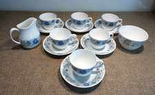 14 Piece Wedgwood Clementine Tea Set - 6 x Cups and saucers + Sugar & Milk