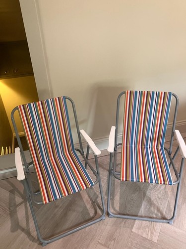 Pair folding deck chairs - pair, of