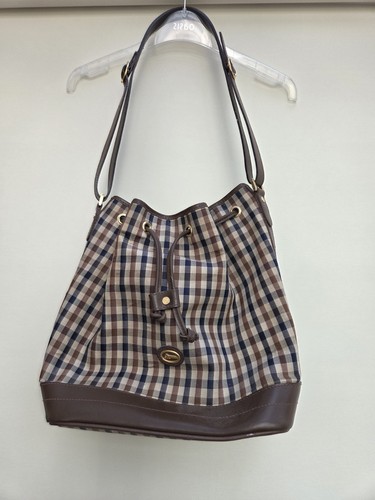 Shopper bag brown navy check - shopper, brown/navy