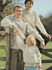 1801 FAMILY ARAN SWEATERS 24-46" Vintage Knitting Pattern
