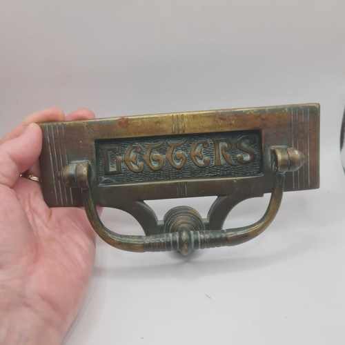 Vintage brass letterbox - letterbox, plate