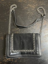 Women’s Black And Silver Over The Shoulder Small Handbag Primark