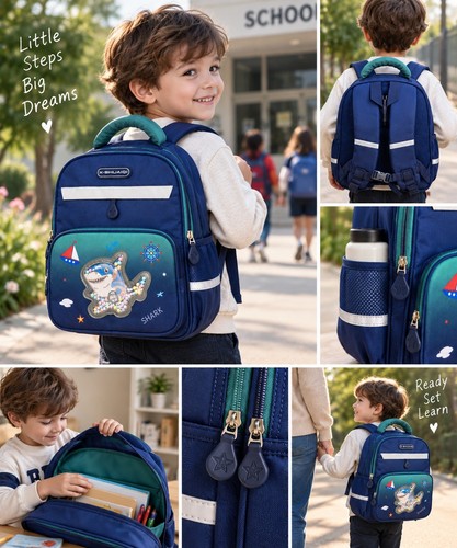 Kids blue shark school - blue,