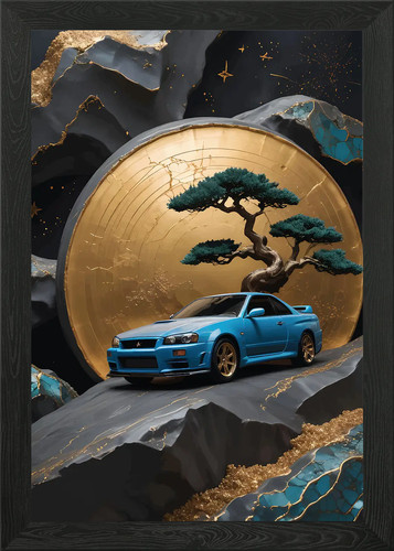 Nissan r34 bonsai tree - nissan, framed