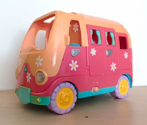 Pink plastic doll camper van - plastic,