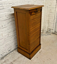 Antique 1930's Oak Tambour Roll Top Stationery Filing Cabinet (Can Deliver)