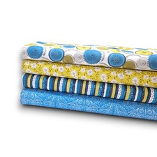 Retro Floral Cotton Fabric Zingy Turquoise Yellow Lime Quilting and Patchwork