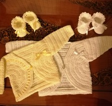 ? 2x Hand Made Crochet Baby Cardigans & Booties? Colours & Size Of Your Choice