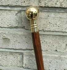 Gold Golf Ball Handle Foldable Wooden Walking Stick - All Sizes Mens & Ladies