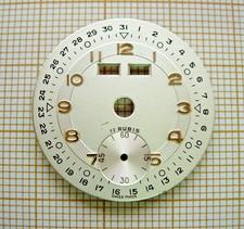 Vintage gold watch dial with triple date complication, 26 mm