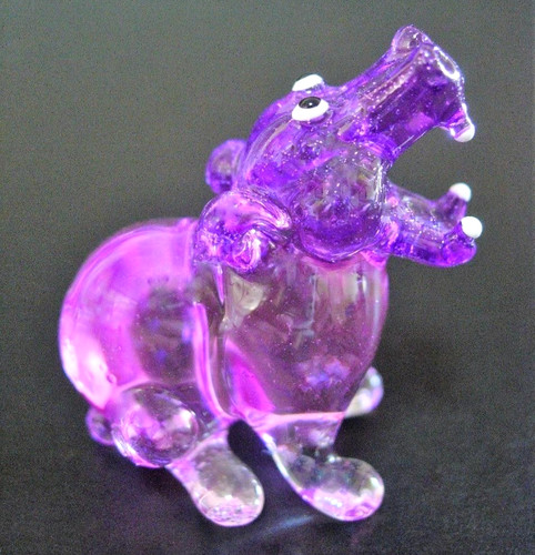 Blown glass hippopotamus hippo - hippopotamus,